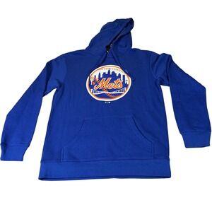 NY Mets Hoodie Medium Fanatics MLB Cooperstown Logo Blue Pullover NWT